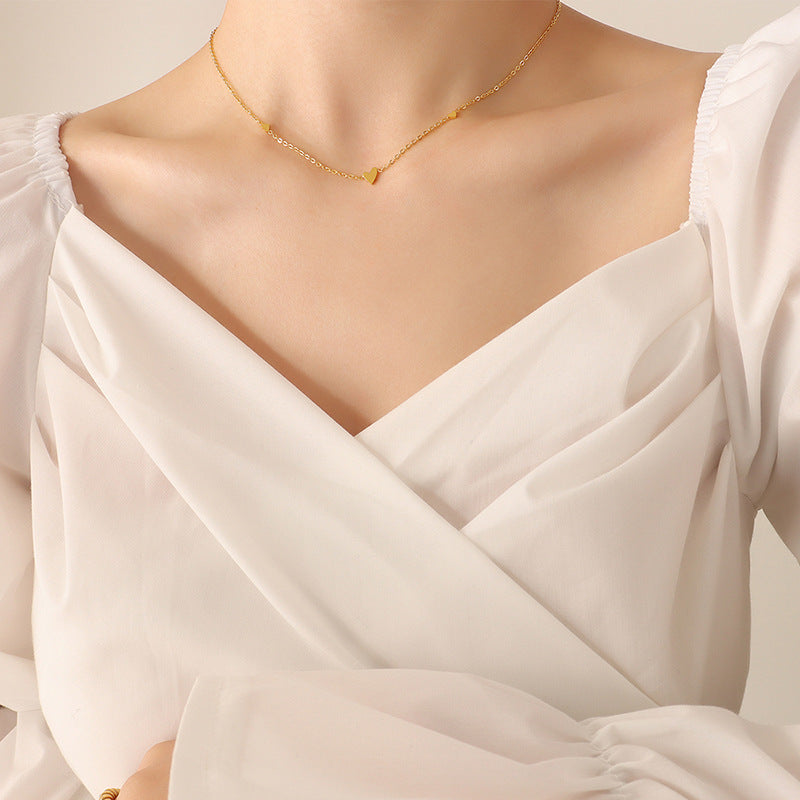 Wholesale 18K gold plated minimalist exquisite versatile little heart sweet and cool necklace